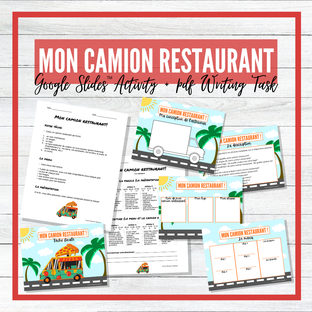 Mon Camion Restaurant - My Food Truck - Google Slides™ Activity + PDF Assignment