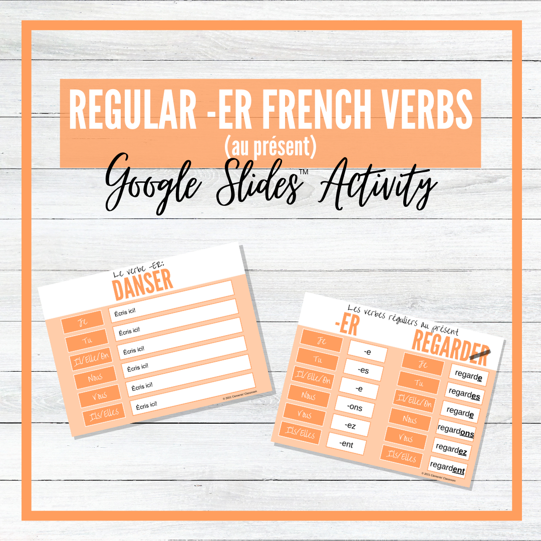 Regular -ER French Verbs (au présent) - Google Slides™ Mini-Lesson & Activity