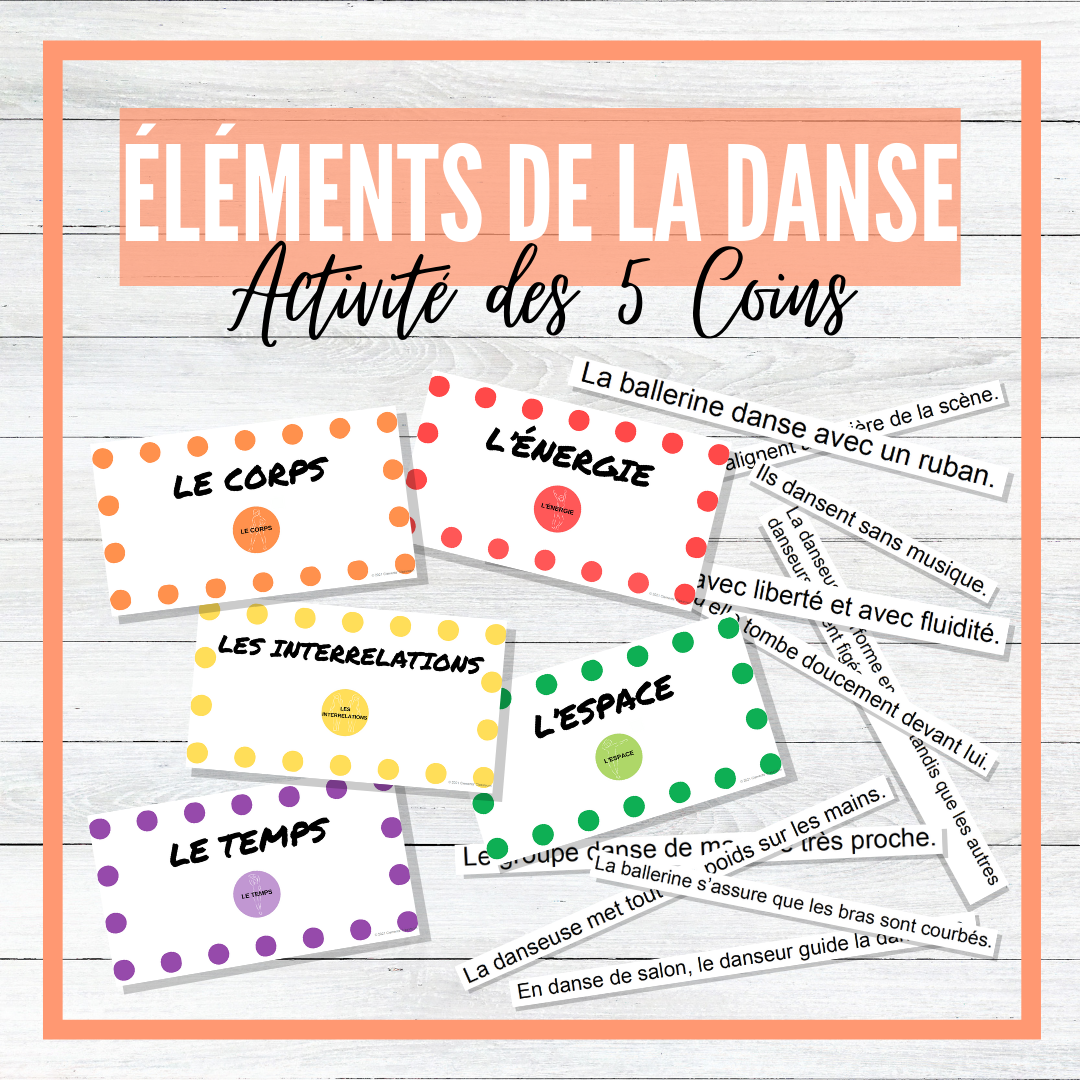 Les éléments de la danse - Activité des 5 coins - French Dance Activity