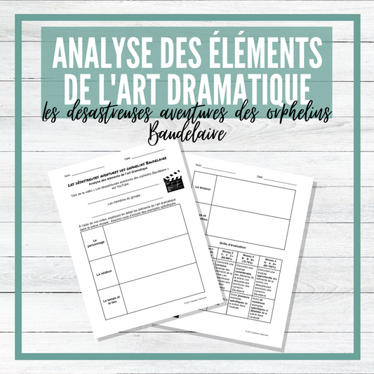 Analyse des éléments de l'art dramatique - French Elements of Drama Analysis