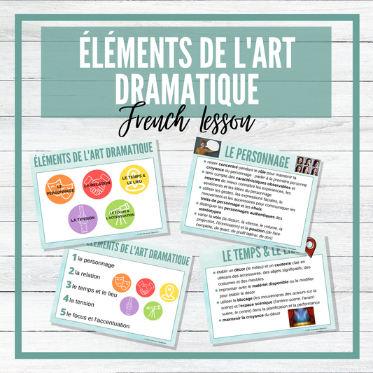 Les éléments de l'art dramatique - French Elements of Drama Lesson