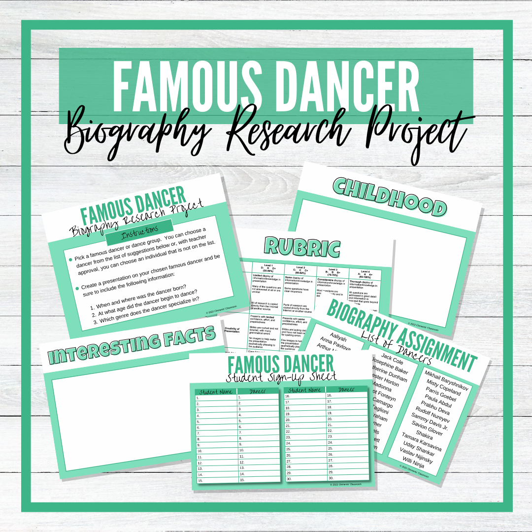 Famous Dancer Biography Research Project for Google Slides™ – Clements ...