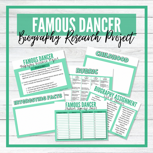 Famous Dancer Biography Research Project for Google Slides™