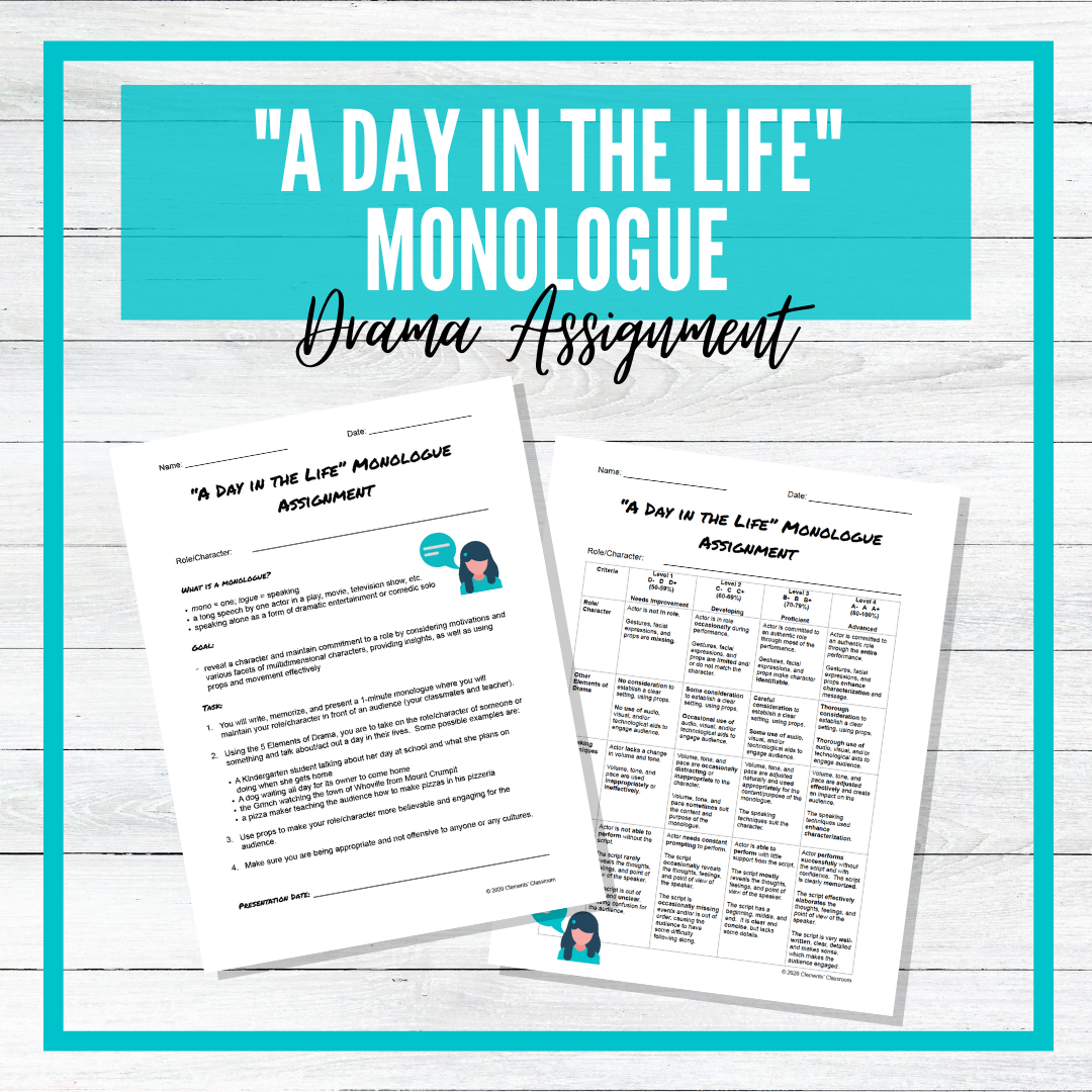 "A Day In the Life" Monologue Assignment - Drama Presentation