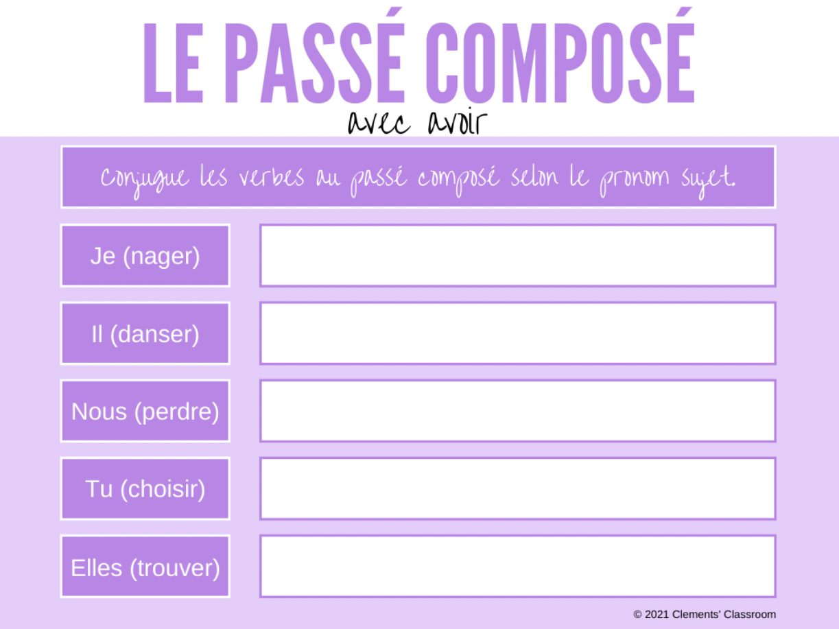 Le Passé Composé - Avoir & Être - Google Slides™ Lesson and Activities