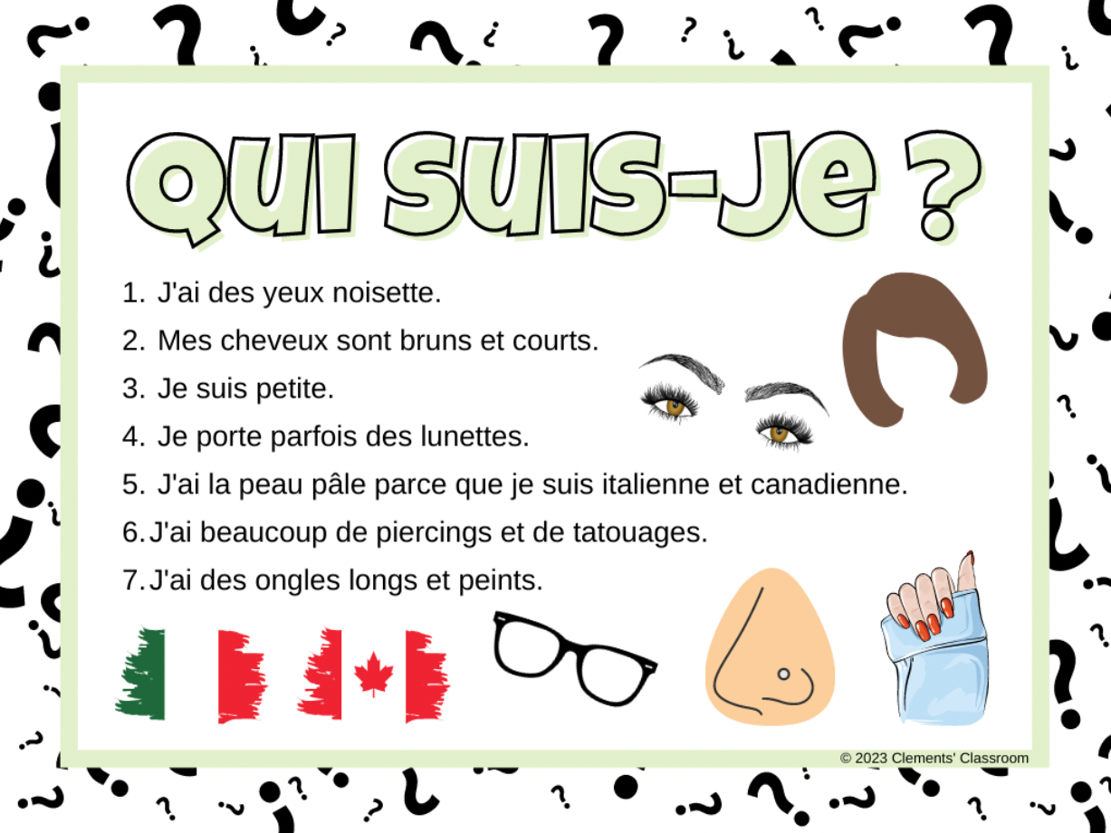 Qui suis-je ? - French Je me présente Google Slides™ Activity & Game