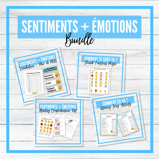 Sentiments et Émotions - Feelings and Emotions French Unit - BUNDLE!