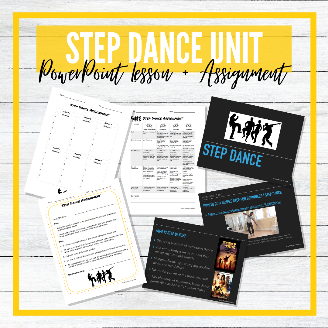 Step Dance Unit - PowerPoint Presentation, Videos, Assignment, and Rubric