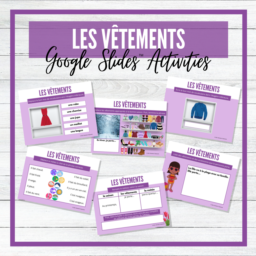 Vêtements - French Clothing - Interactive Google Slides™ Activities