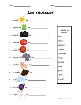 Les Couleurs - Activités + Mur de Mots - French Colours Activities + Word Wall