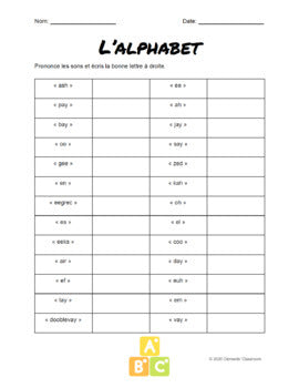 Alphabet en français - French Alphabet Speaking Activity