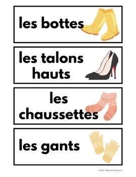 Les Vêtements - Clothing - French Vocabulary Activity + Word Wall