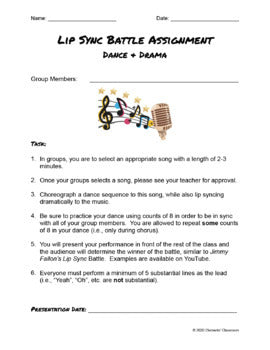 Lip Sync Battle - Dance and Drama Assignment