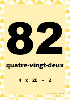 French Numbers 1-100 - Les Numéros 1-100 - Banner / Flash Cards