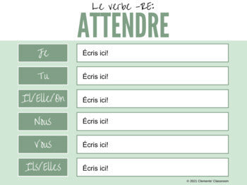 Regular -RE French Verbs (au présent) - Google Slides™ Mini-Lesson & Activity