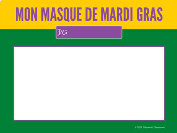 Mardi Gras - Décorez un masque! - Decorate a Mask - Google Slides™ Activity