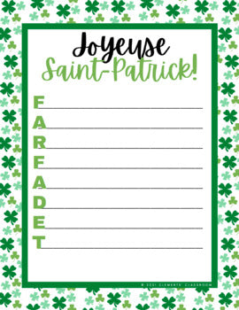 Jour de la Saint-Patrick - St. Patrick's Day - Acrostic Poems - English & French