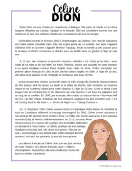 Céline Dion : Biographie d'un Francophone célèbre - French Biography Reading