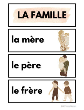 La Famille - Family - French Vocabulary Activity + Word Wall