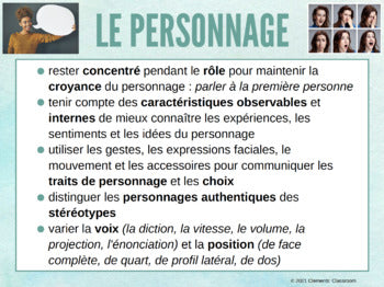 Les éléments de l'art dramatique - French Elements of Drama Lesson