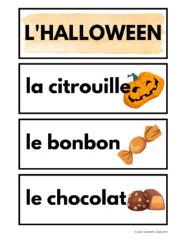 Halloween - French Vocabulary Activity, Word Wall & Loto/Bingo