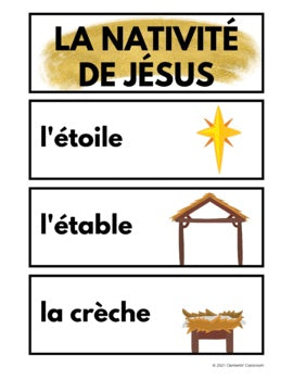 Noël : Nativité de Jésus - French Christmas Vocabulary Activity, Word Wall, Loto/Bingo - RELIGIOUS