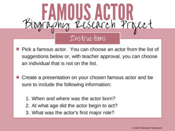 Famous Actor Biography Research Project for Google Slides™